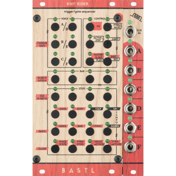 Bastl Instruments Knit Rider (Wood) Eurorack Six Channel Trigger Gate Sequencer Module